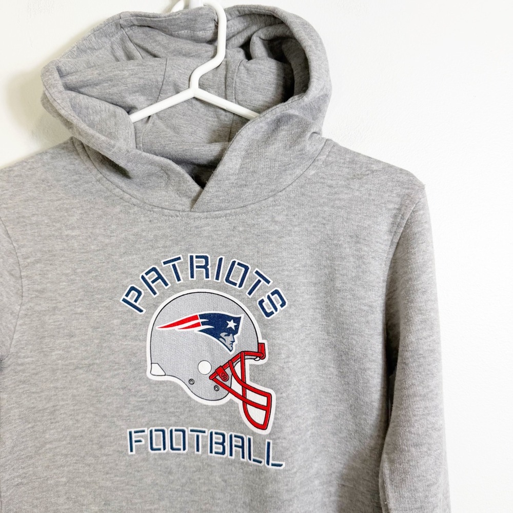 OuterStuff Hoodie Boys Medium 10/12 Gray New England Patriots Football NFL